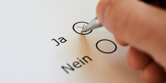 Ein Auswahldokument mit den Feldern "JA" und "Nein".