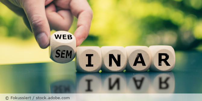Würfel mit der Aufschrift "WEB/SEM INAR".