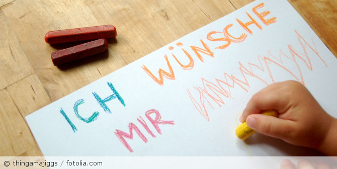 Gemalter Wunschzettel von einem Kind.