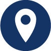 Blau-weißes Icon mit einem Pin als Symbol für den Standort.