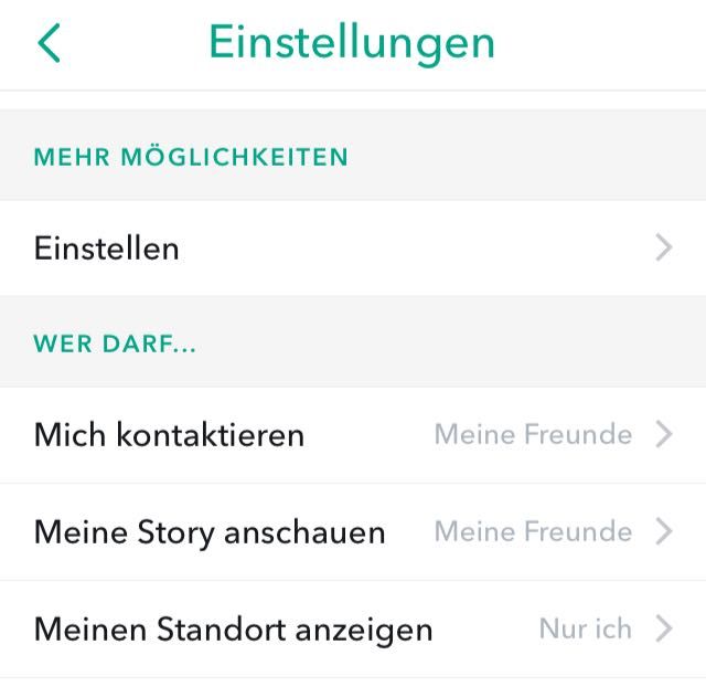 Screenshot von SnapMap Einstellungen