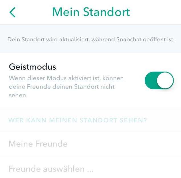 Snapmap mit aktiviertem Geistmodus