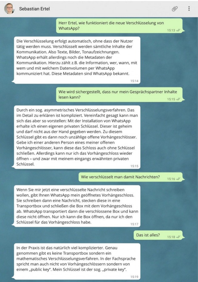 Sceen eines WhatApp Chats