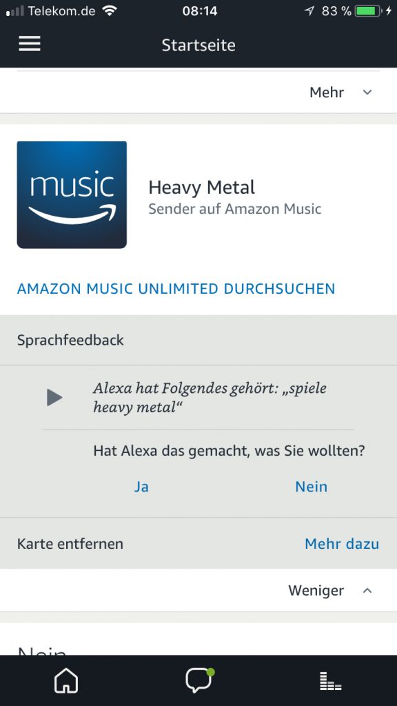 Screen Karte in der Alexa-App